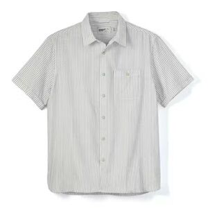 Wellen Light Gray Short-Sleeve Button-Down Shirt with Chest Pocket